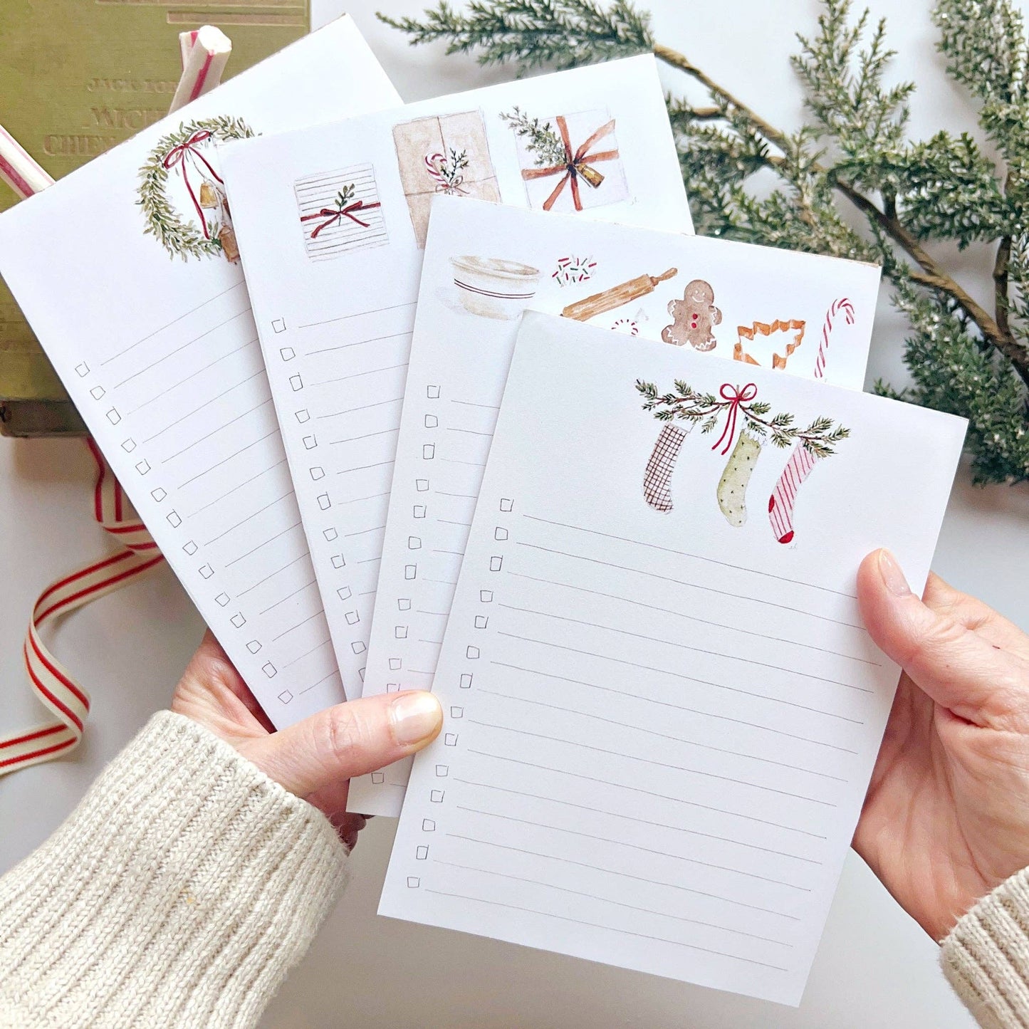 Christmas Checklist Notepad - Bell Wreath