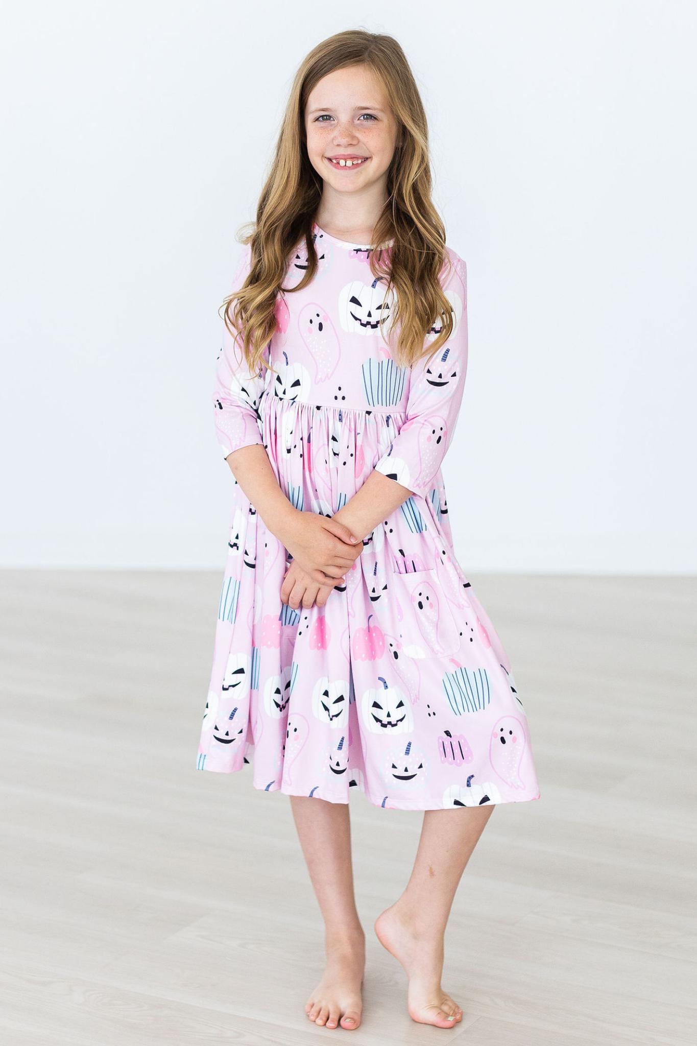 SALE Happy Haunting 3/4 Sleeve Pocket Twirl Dress