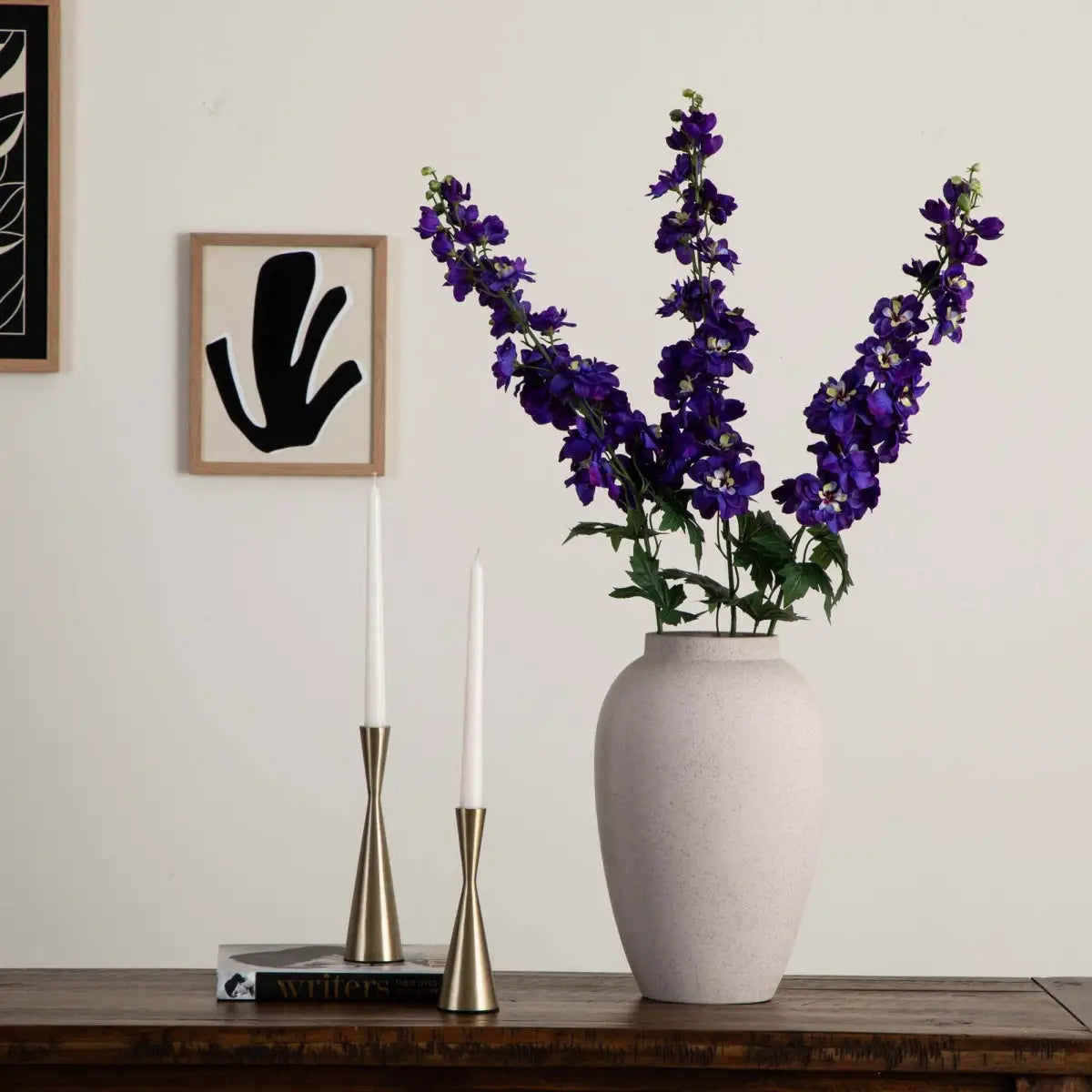 39’’ Artificial Delphinium Flower Stems- Set of 3 - Nearly Natural