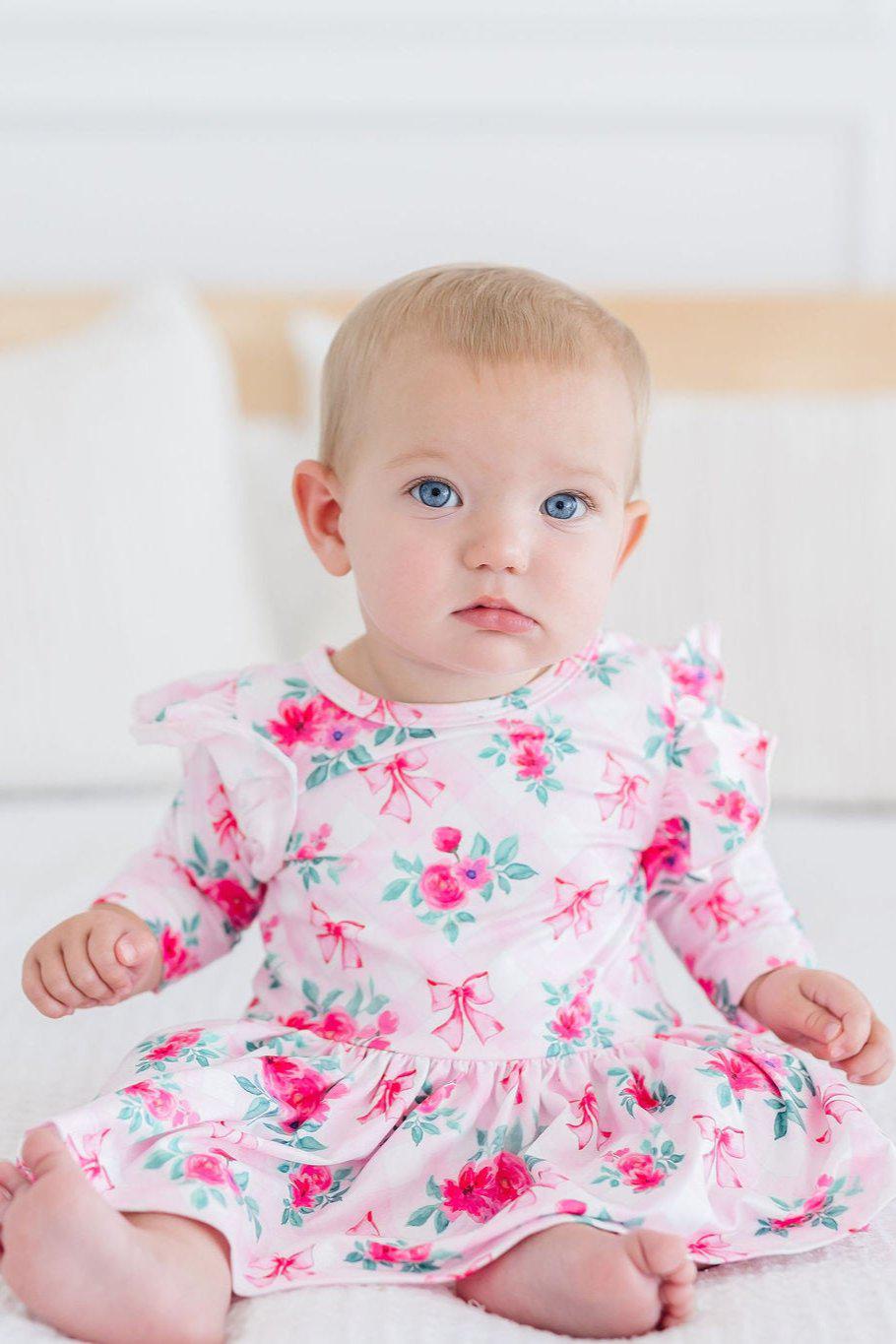 Pink Gingham and Roses Bodysuit Baby Outfit - Mila & Rose ®