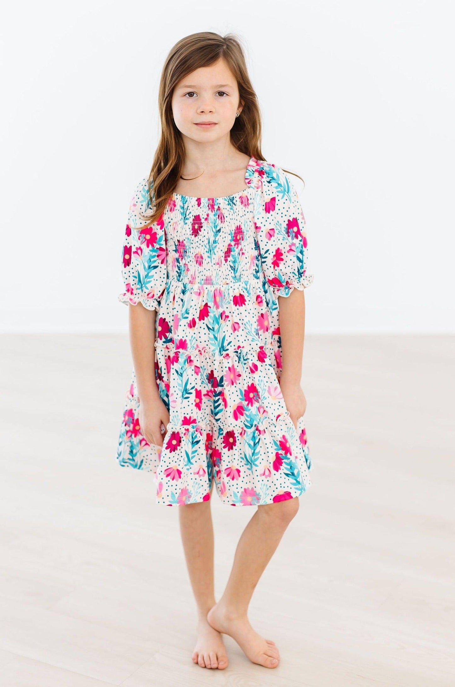 Dots & Daisies Smocked Ruffle Dress