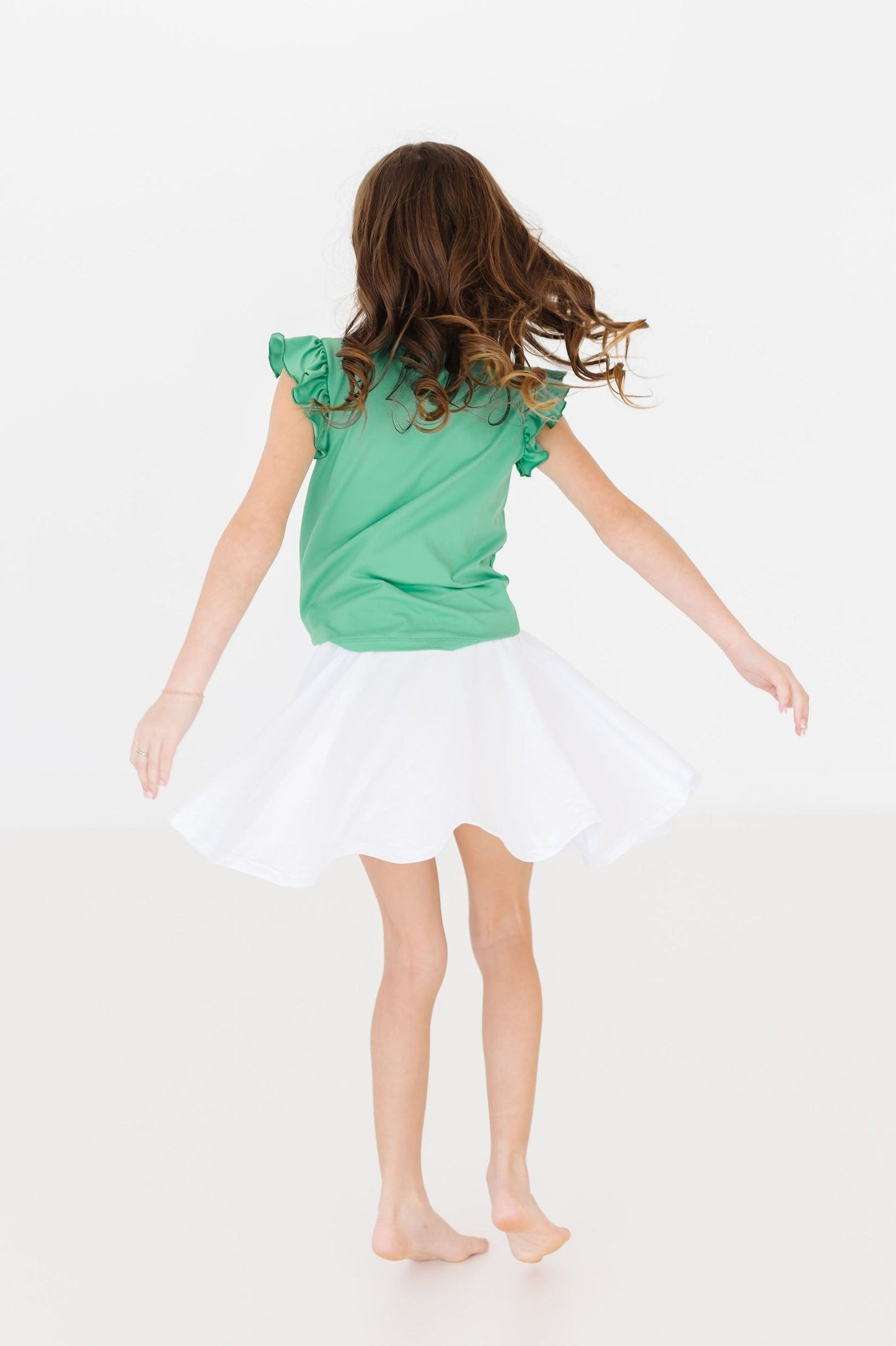 Kelly Green S/S Ruffle Tee