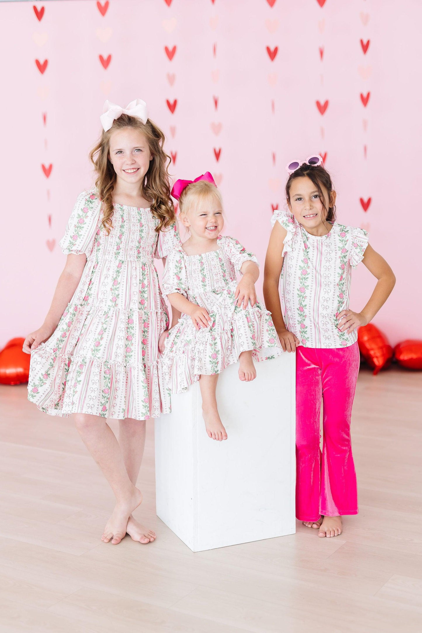 Rosebud Bows Smocked Ruffle Dress