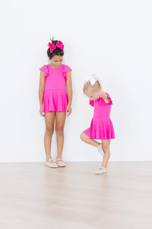 Hot Pink S/S Twirl Leotard