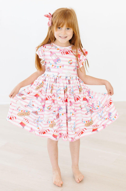 Off to the Circus Flutter Sleeve Twirl Dress