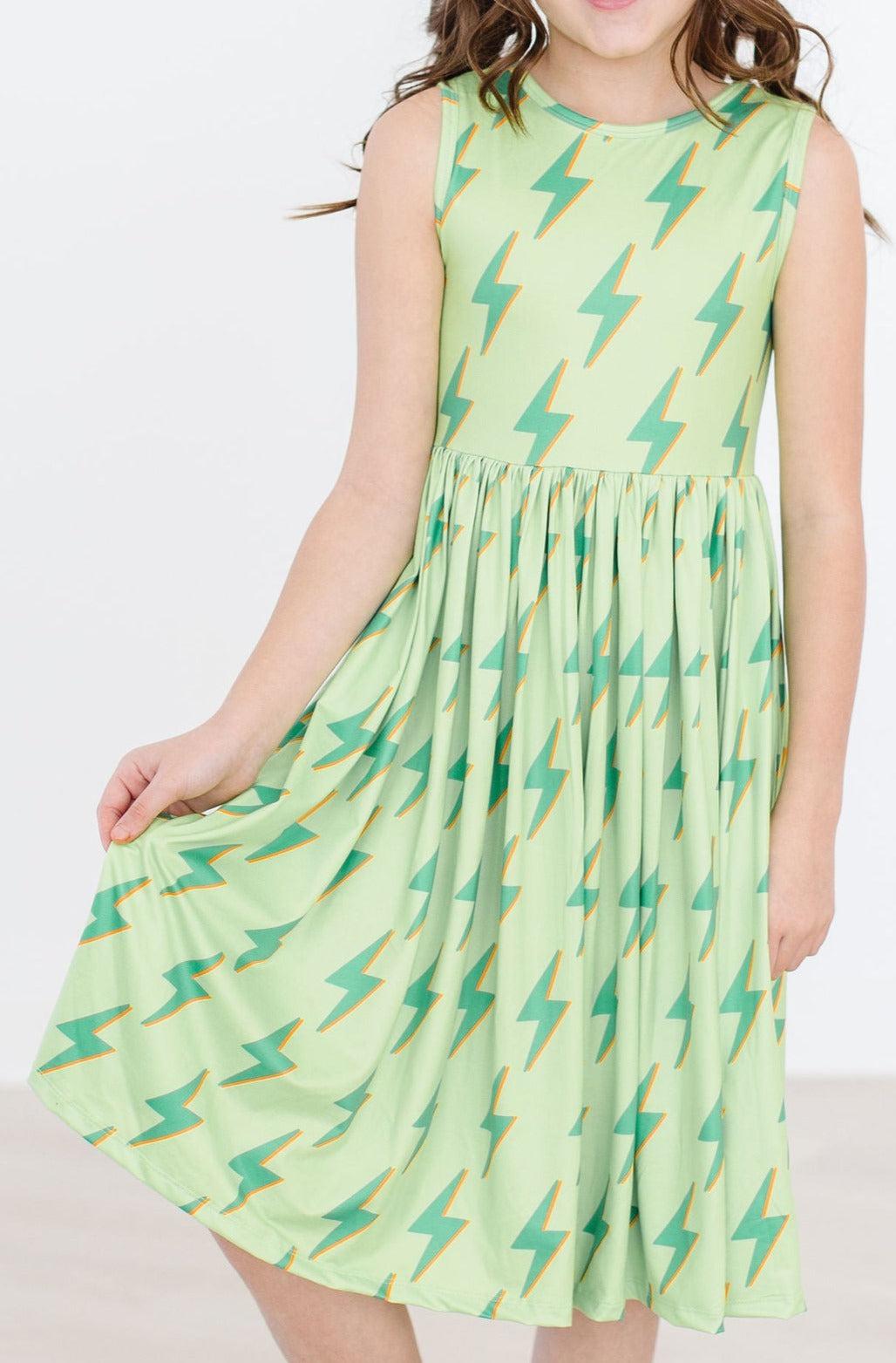 SALE Neon Lightning Tank Twirl Dress