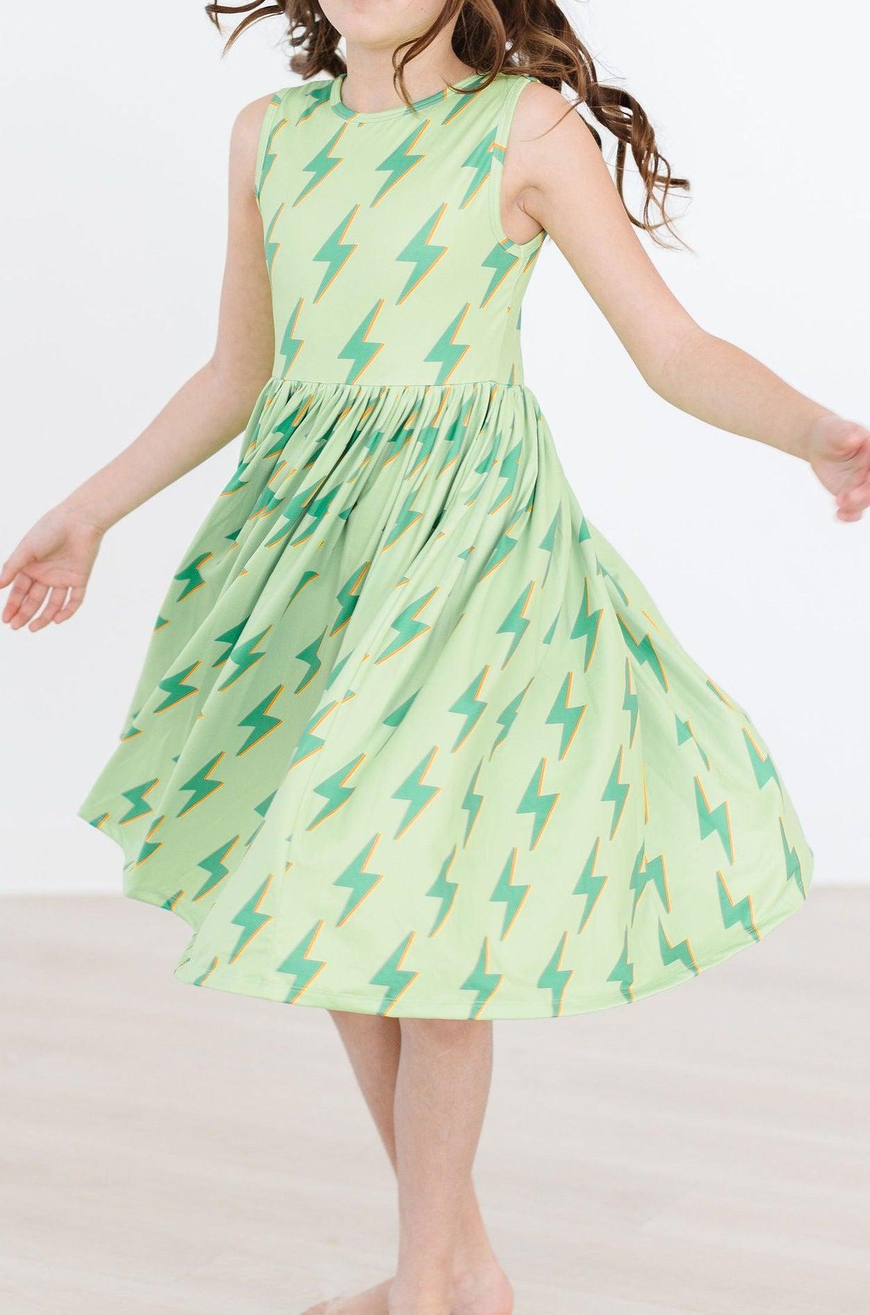 SALE Neon Lightning Tank Twirl Dress