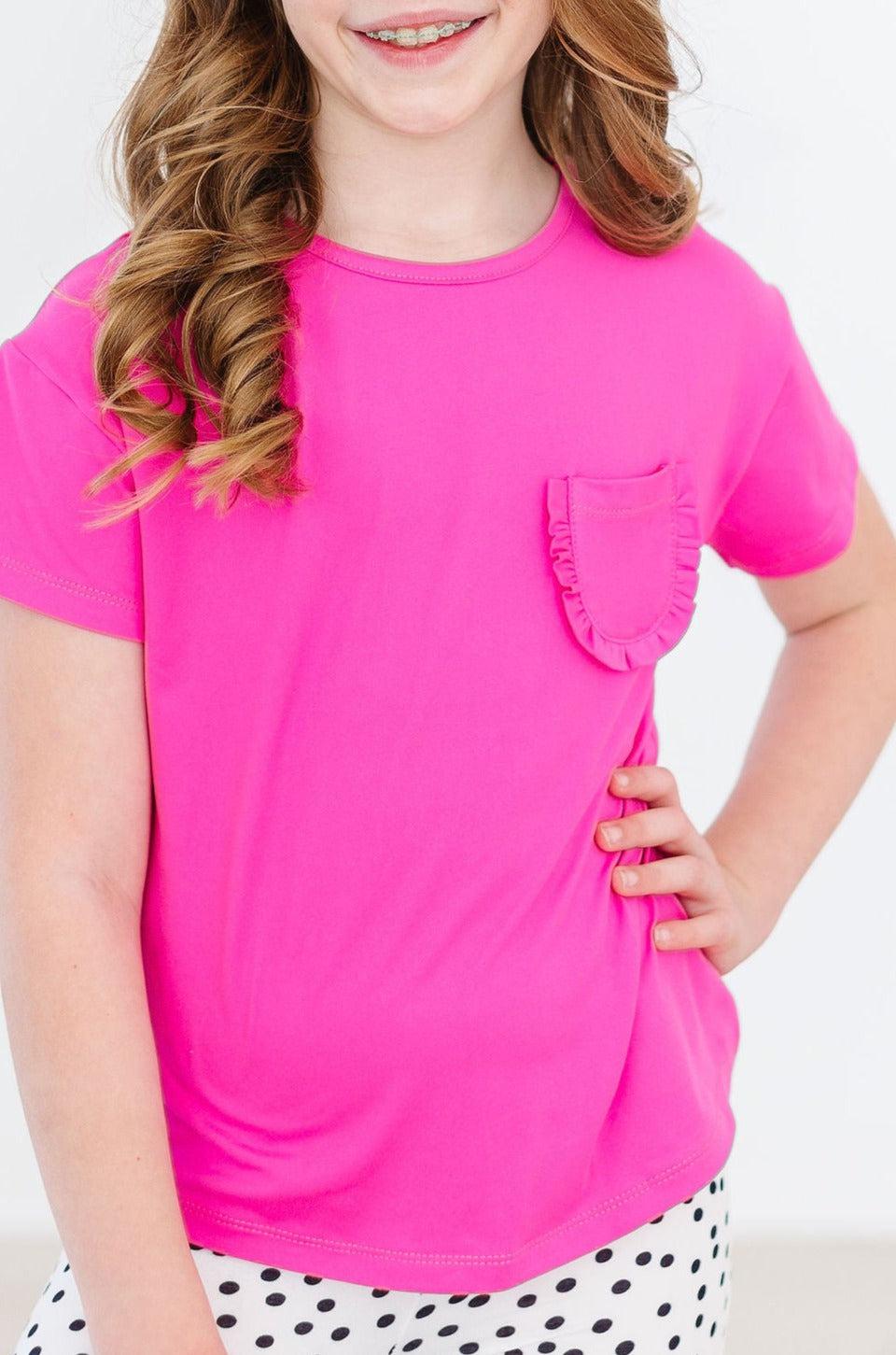 Hot Pink Ruffle Pocket Tee