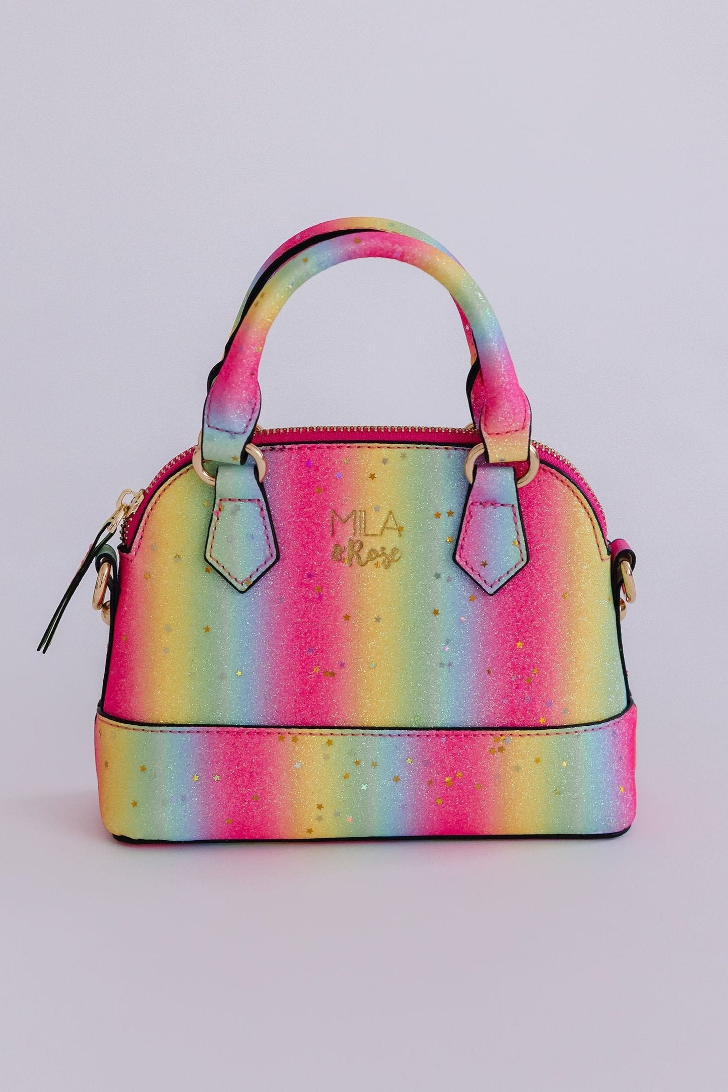 Neon Rainbow Glitter Girl's Crossbody Purse