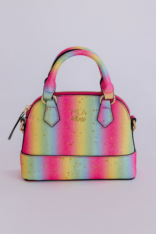 Neon Rainbow Glitter Girl's Crossbody Purse