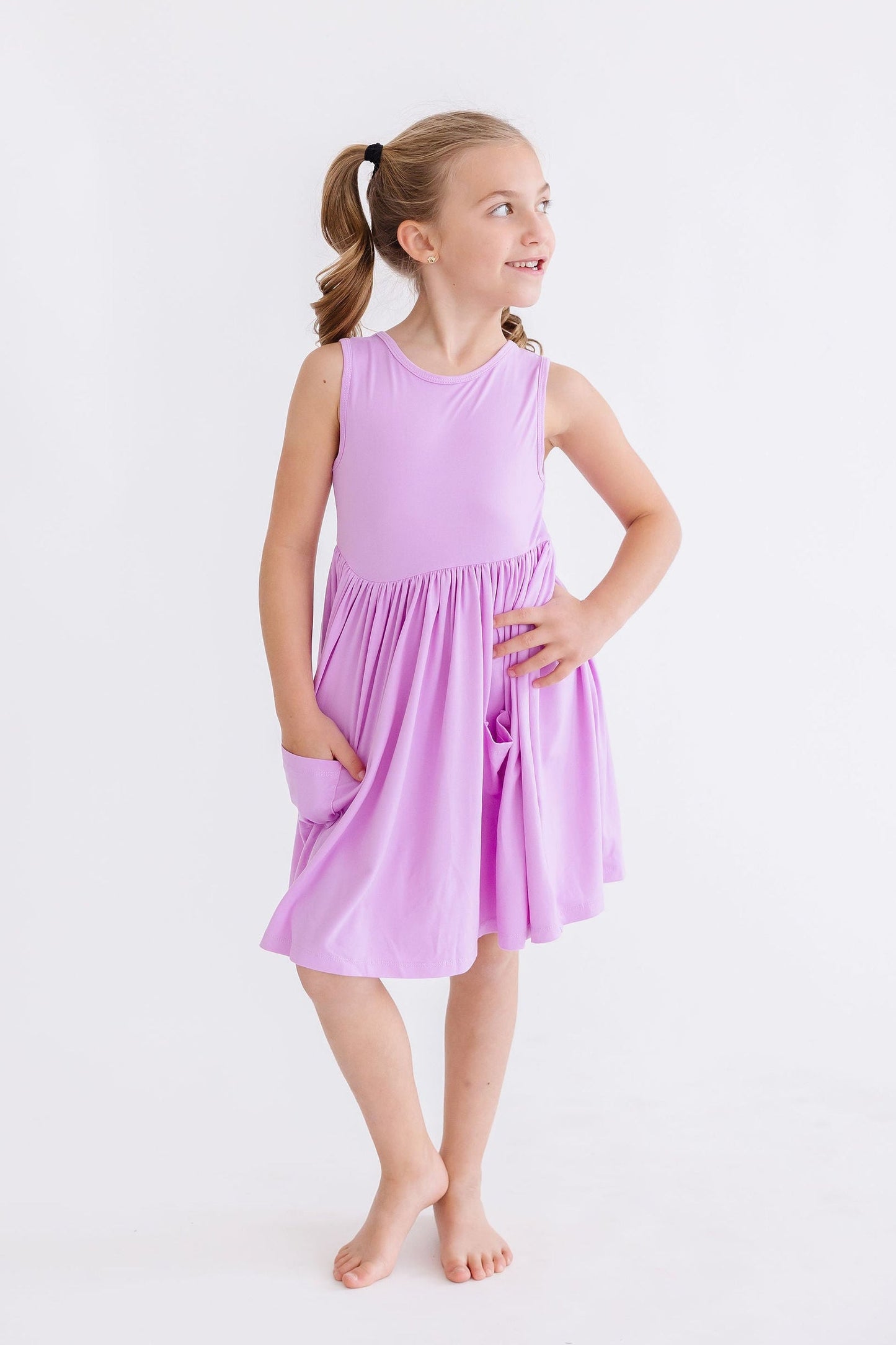 Bright Lilac Tank Pocket Twirl Dress