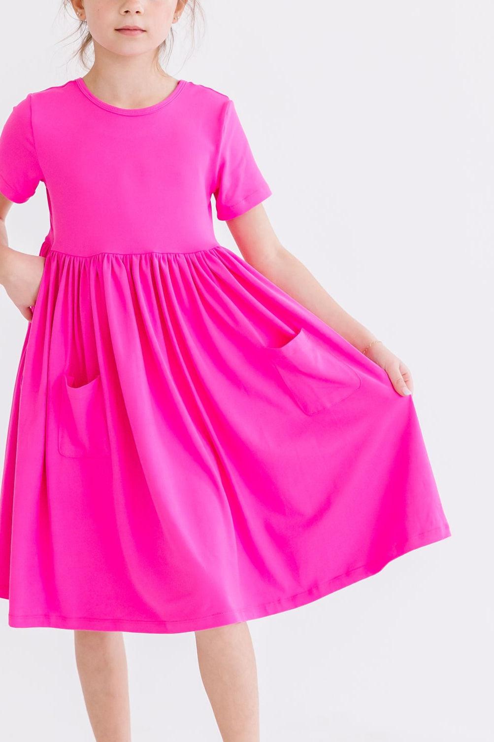 Hot Pink S/S Pocket Twirl Dress