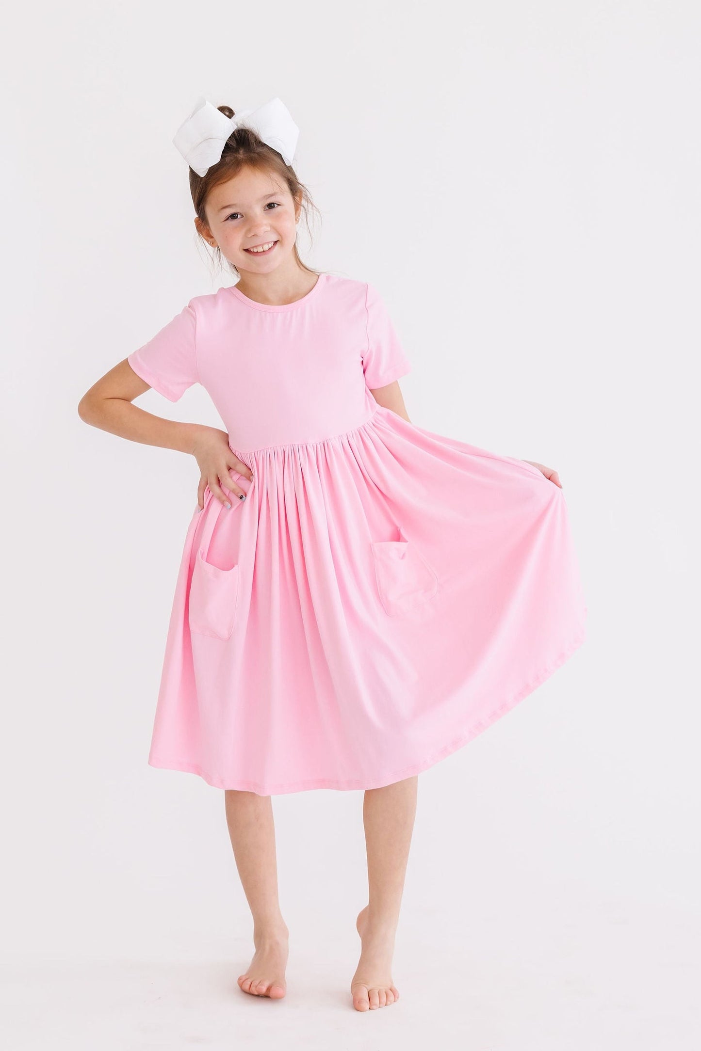 Bubblegum Pink S/S Pocket Twirl Dress