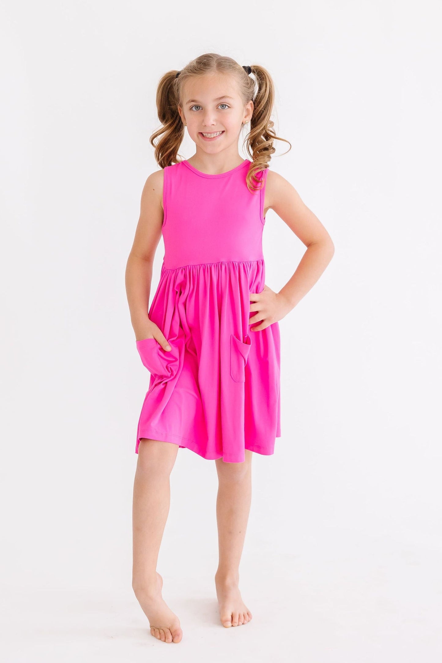 Hot Pink Tank Pocket Twirl Dress