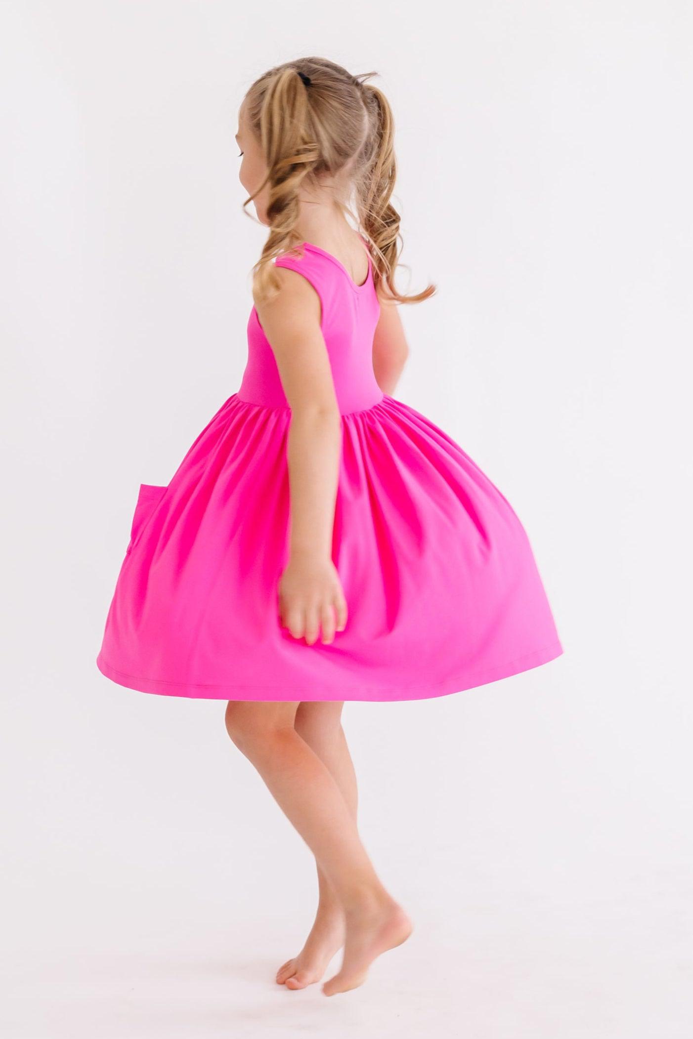 Hot Pink Tank Pocket Twirl Dress