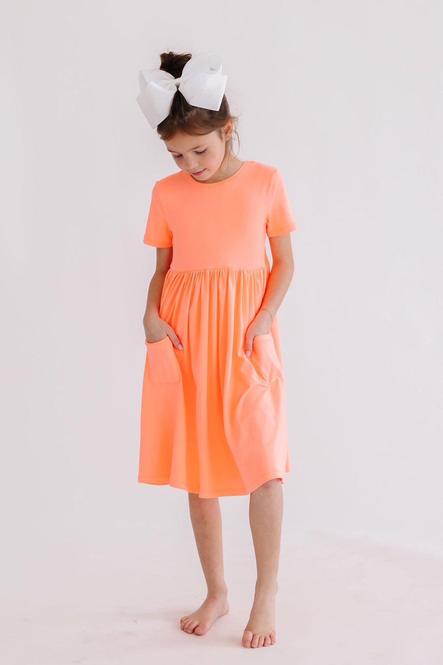 Neon Coral S/S Pocket Twirl Dress