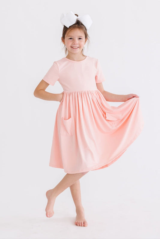 Peach S/S Pocket Twirl Dress