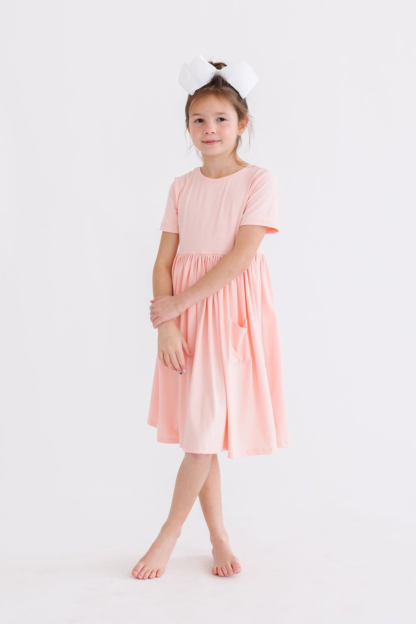 Peach S/S Pocket Twirl Dress