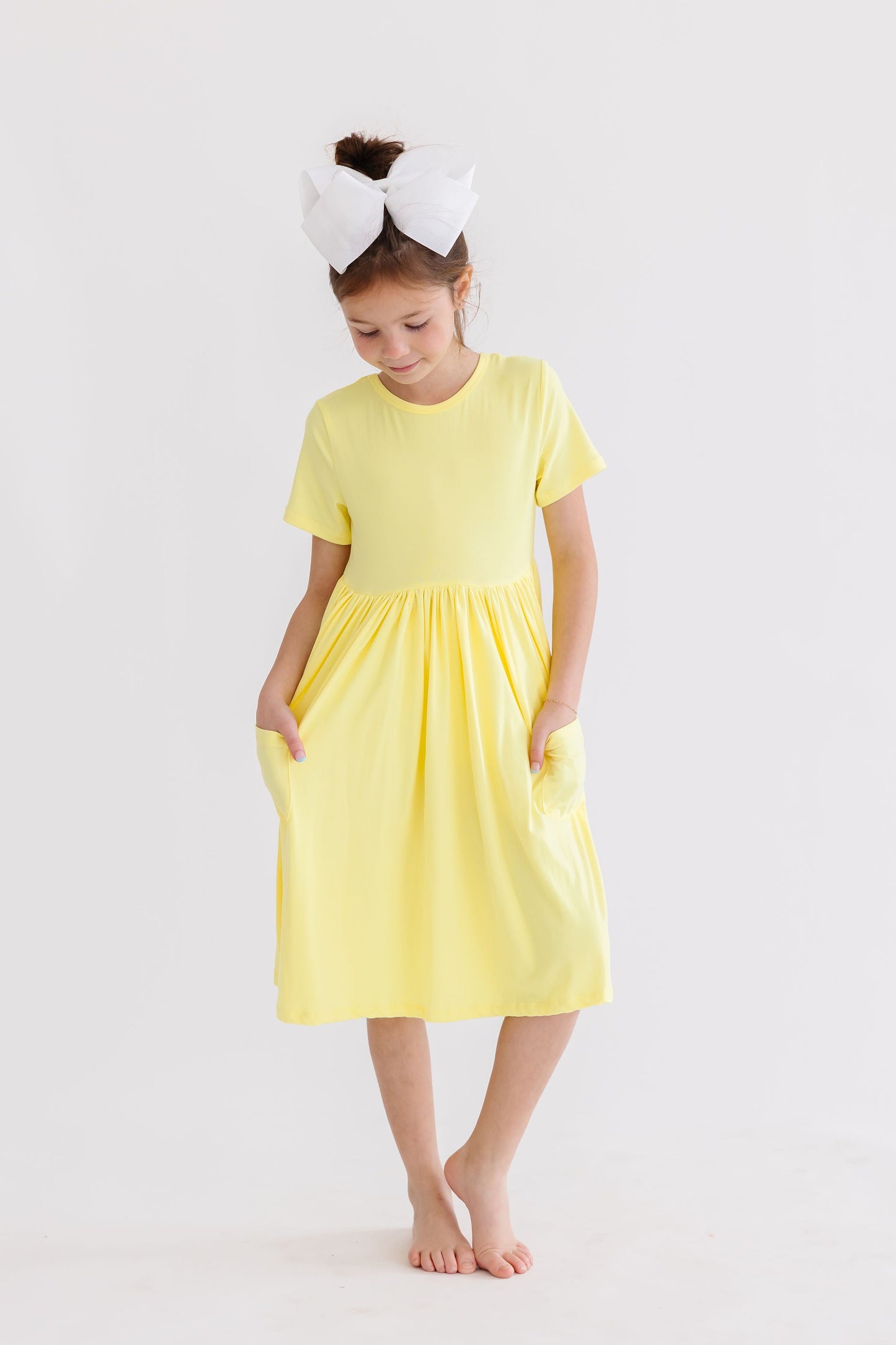 Yellow S/S Pocket Twirl Dress