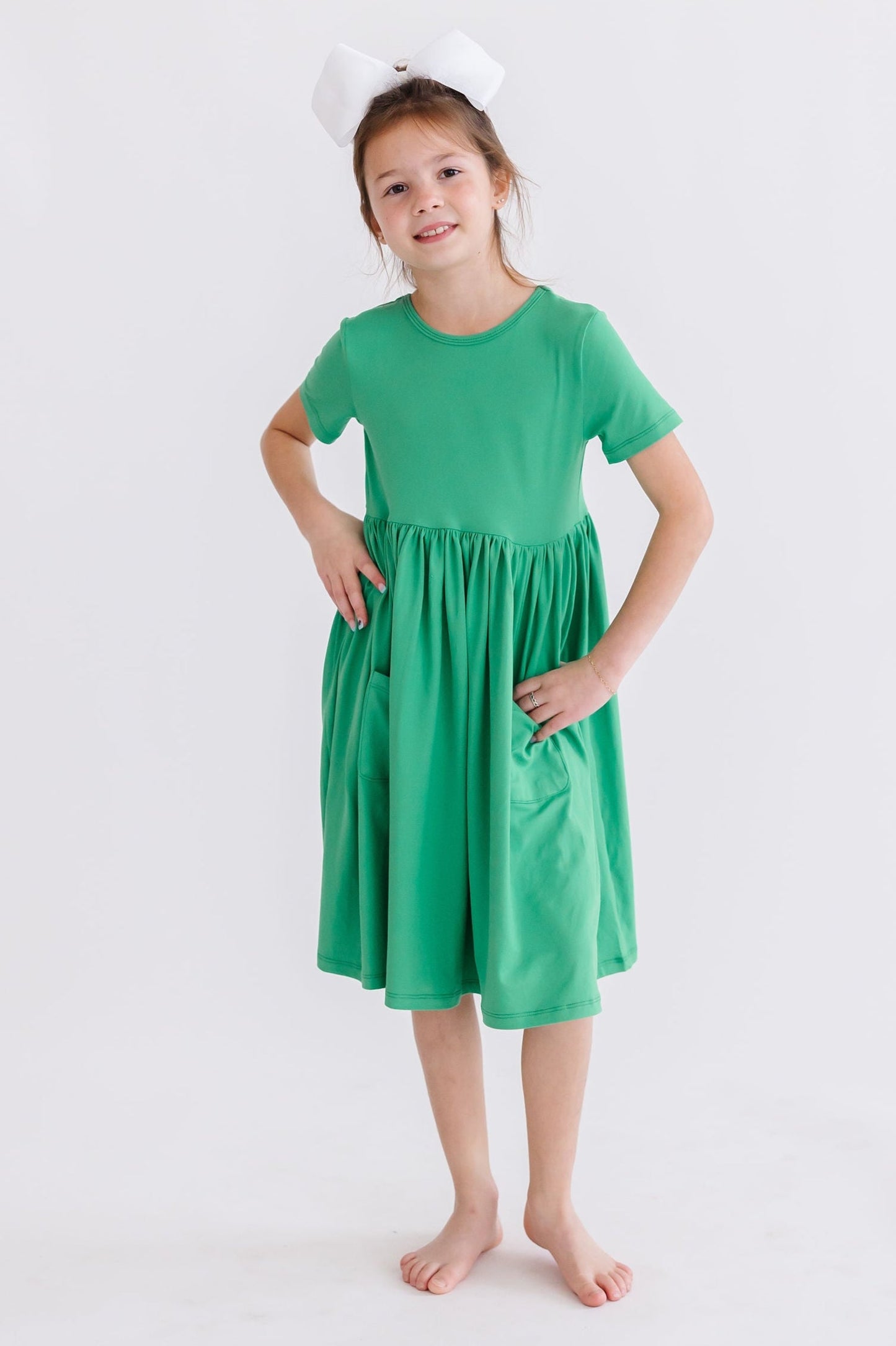 Kelly Green S/S Pocket Twirl Dress