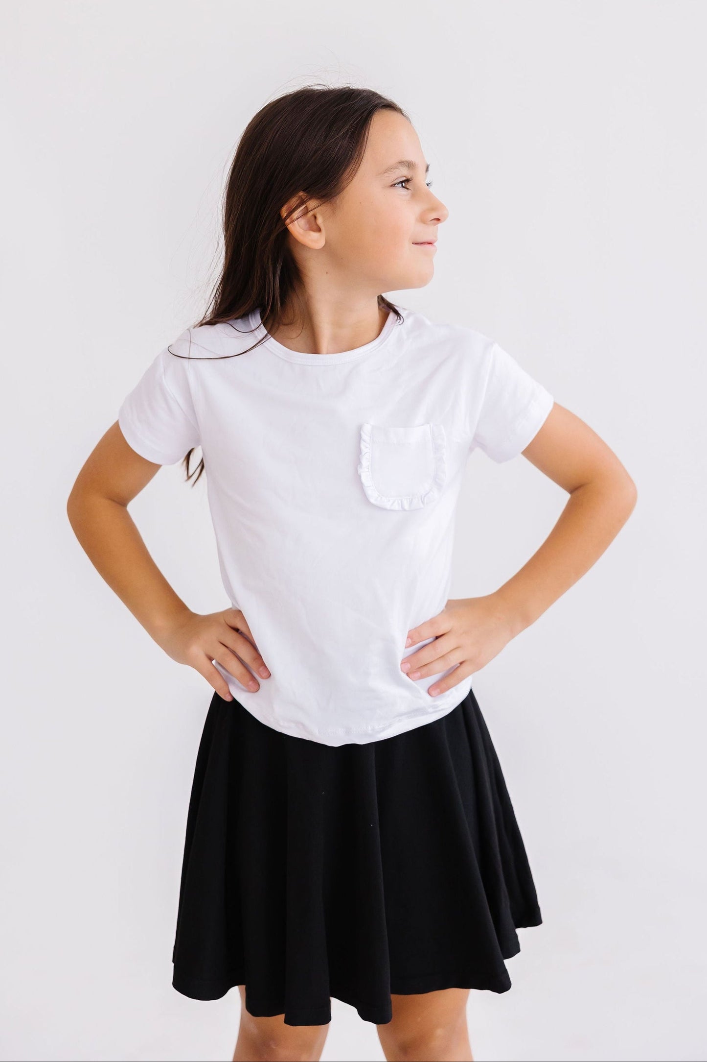 White Ruffle Pocket Tee