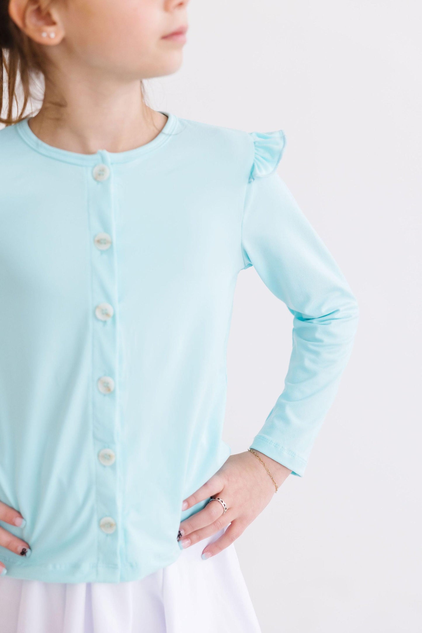 Aqua Ruffle Cardigan