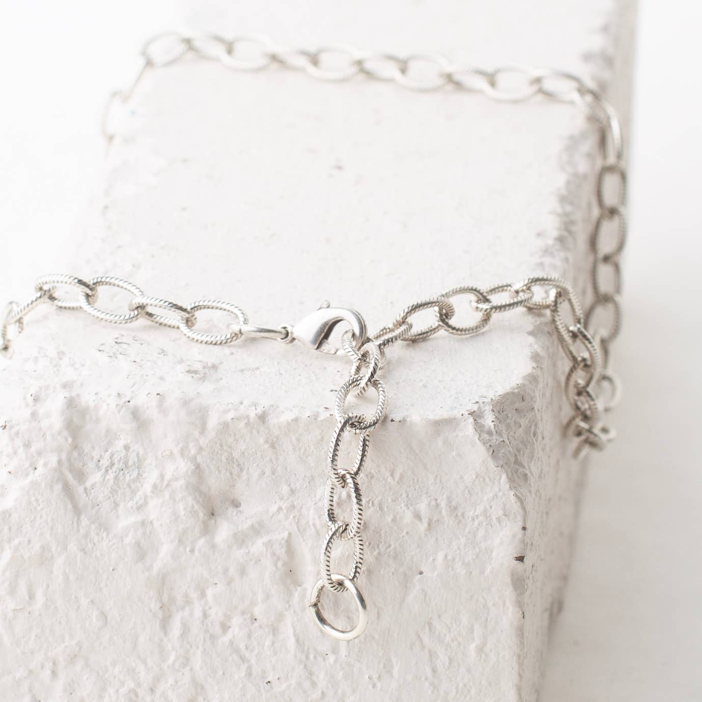 Chunky Charm Necklace - Textured Gold or Silver - Antique Silver