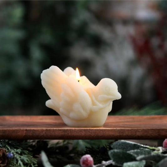 White Dove Candle - Beeswax - Wedding or Winter Peace - Big Dipper Wax Works