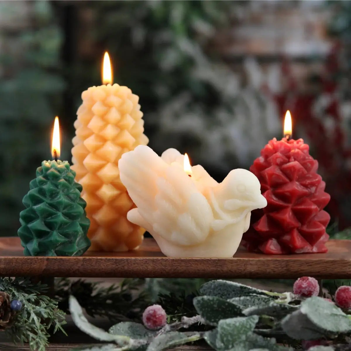 White Dove Candle - Beeswax - Wedding or Winter Peace - Big Dipper Wax Works
