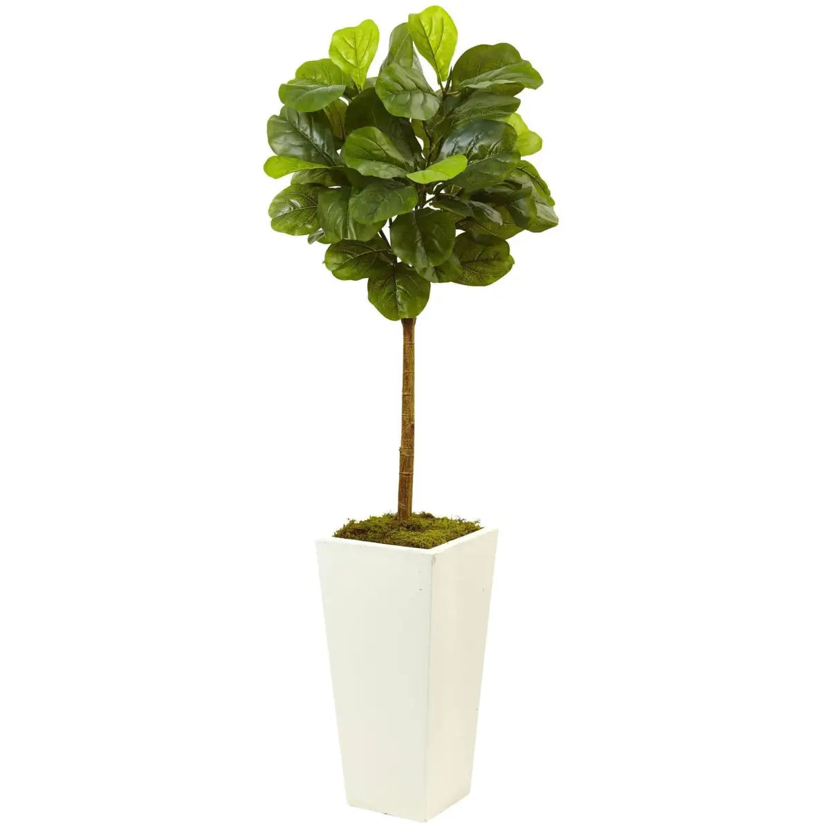 4.5’ Fiddle Leaf Fig in White Planter (Real Touch) - Nearly Natural