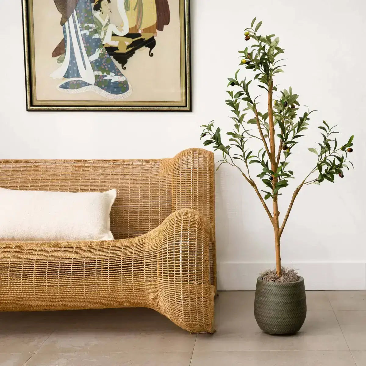 4’ Artificial Olive Tree with Natural Trunk - Nearly Natural
