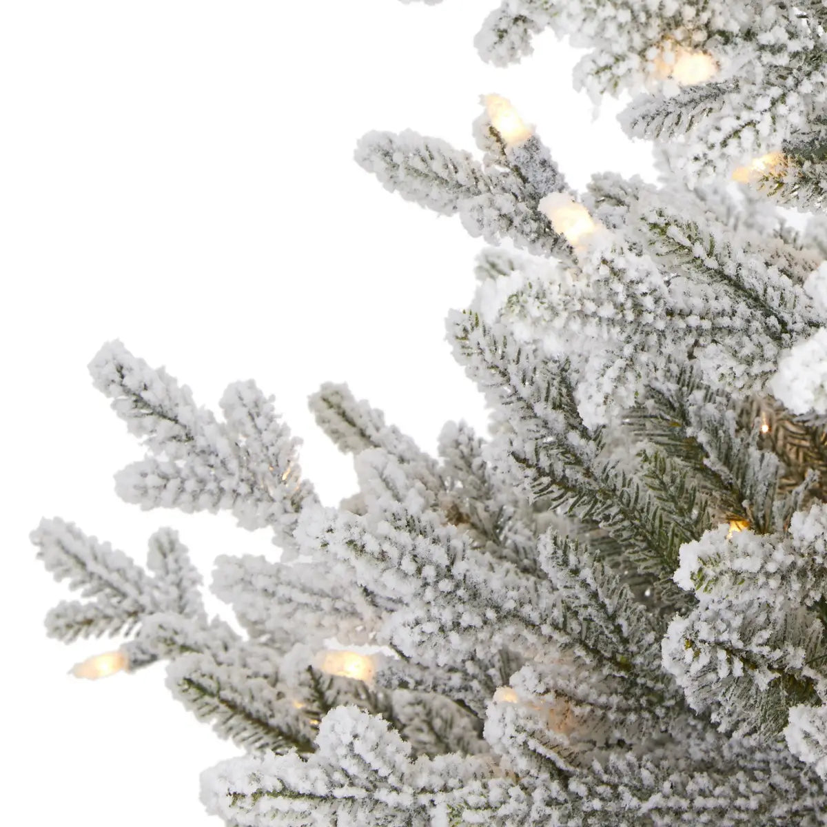 4’ Flocked Fraser Fir Artificial Christmas Tree with 300 Warm White Lights and 967 Bendable Branches - Nearly Natural