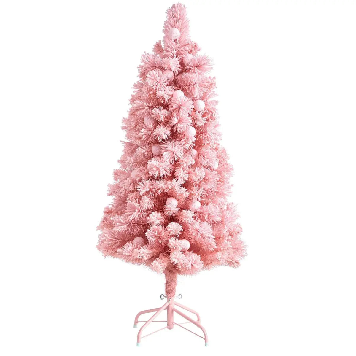 4’ Holiday Frosted Pink Cashmere Christmas Tree with 30 Jumbo Multicolored Globe LED Lights - Pink - Nearly Natural