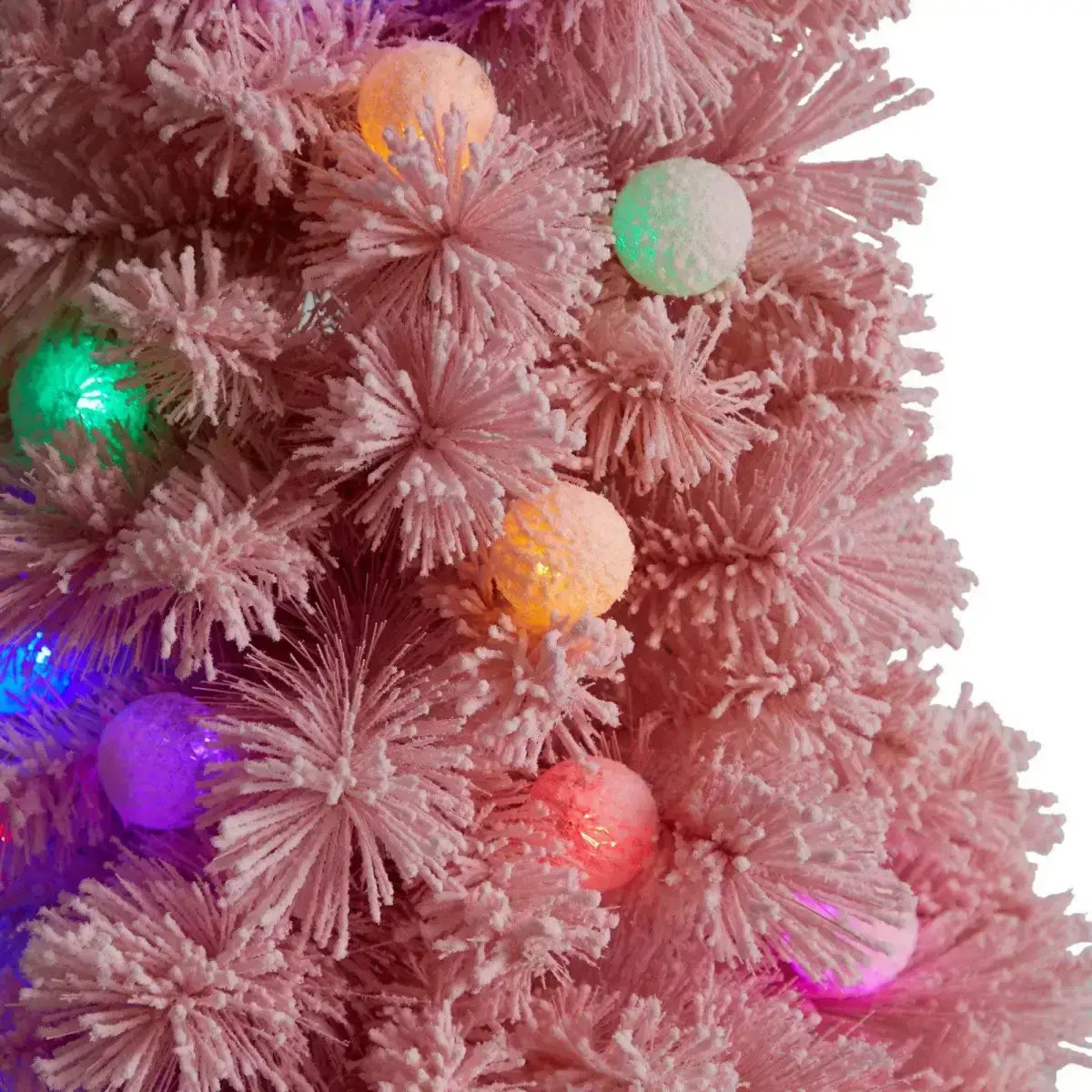 4’ Holiday Frosted Pink Cashmere Christmas Tree with 30 Jumbo Multicolored Globe LED Lights - Pink - Nearly Natural