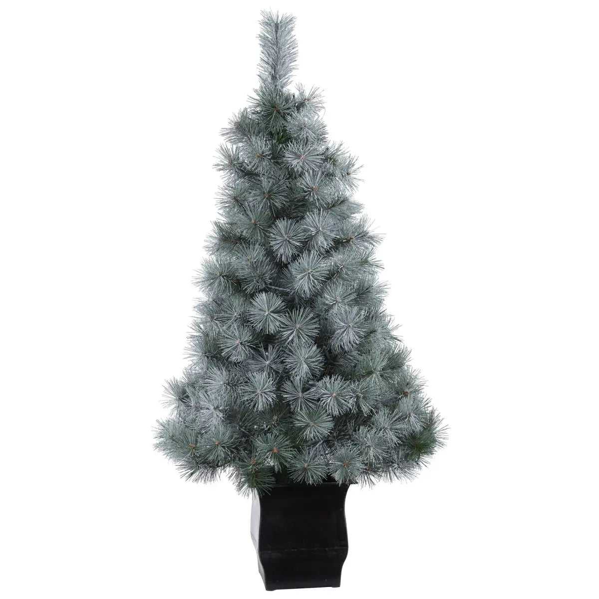 4’ Snowy Mountain Pine Artificial Christmas Tree with 150 LED Lights and Decorative Planter - Nearly Natural