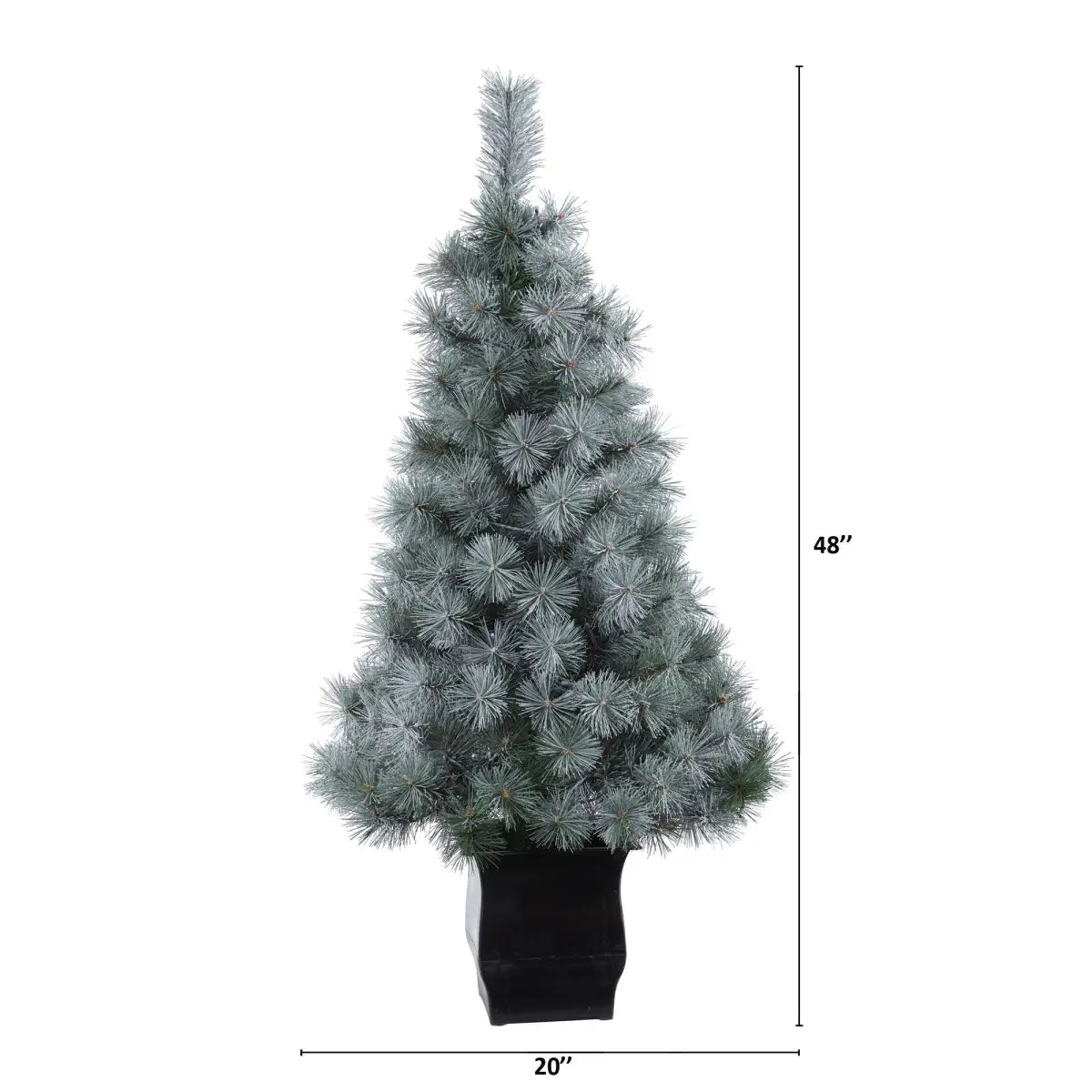 4’ Snowy Mountain Pine Artificial Christmas Tree with 150 LED Lights and Decorative Planter - Nearly Natural