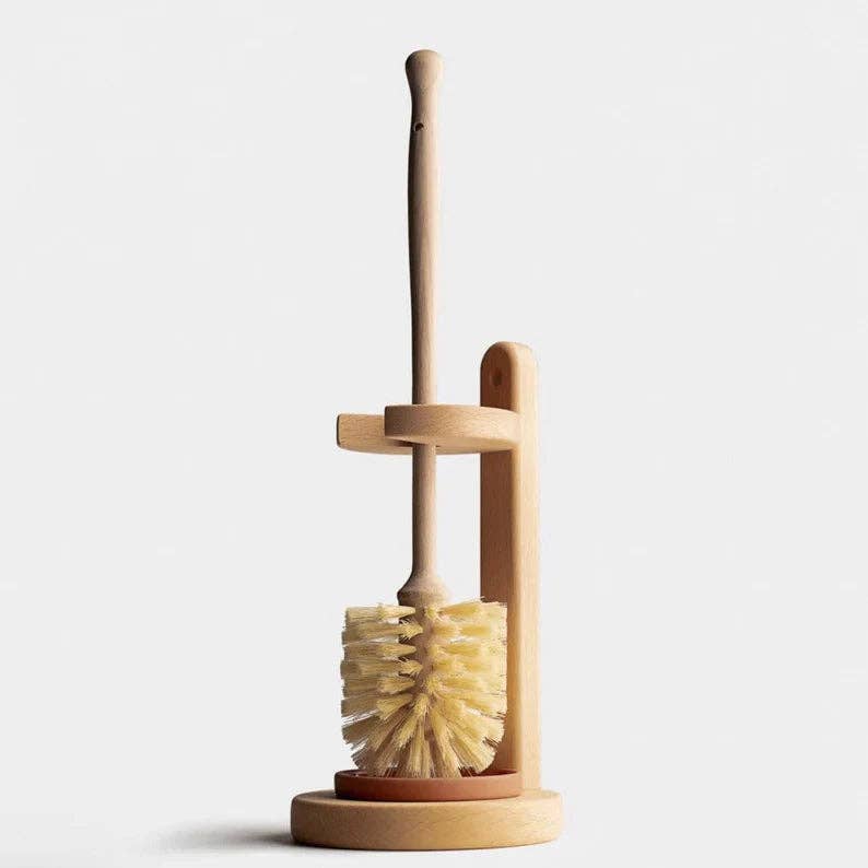 Wooden Toilet Brush Set - Natural, Eco-Friendly - includes stand