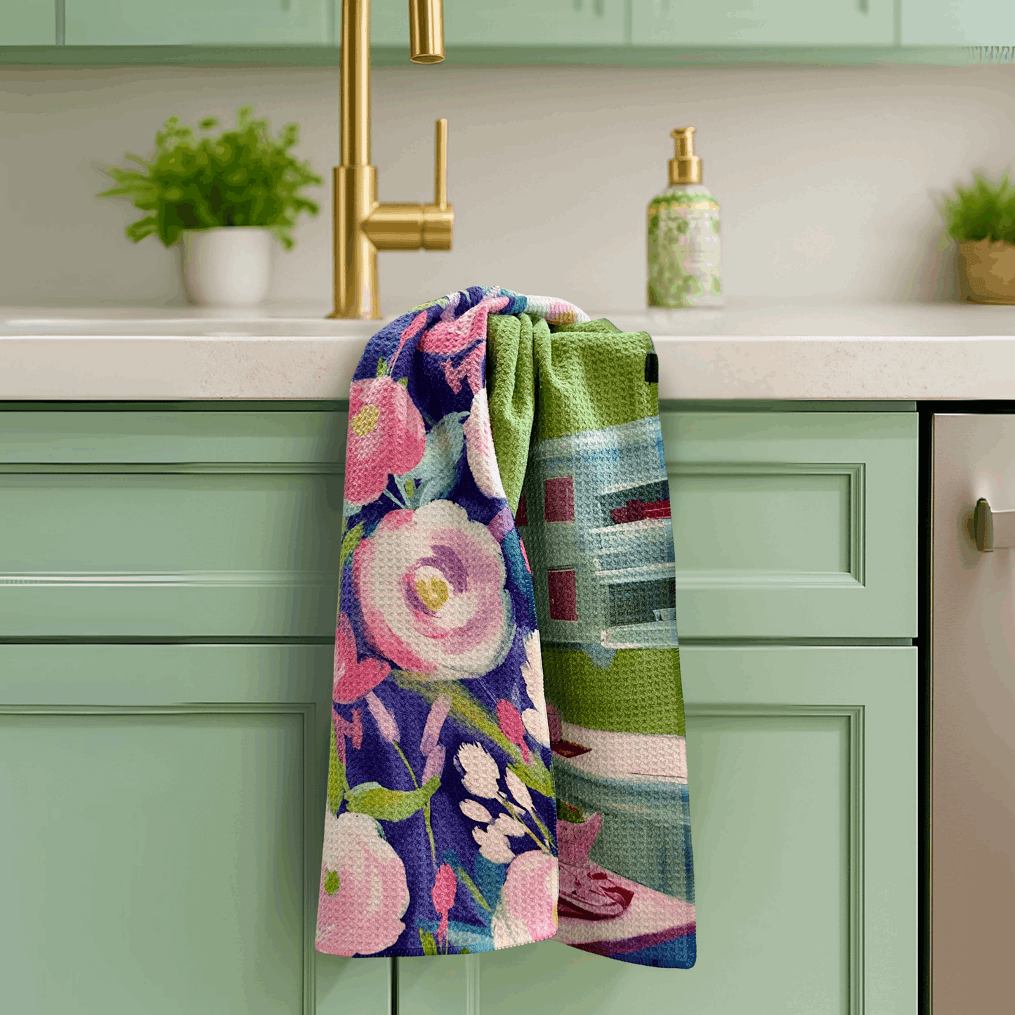 Funny Vintage Floral Kitchen Towel - Hardest Part of Adulting - Cook Dinner - Urban Smirk