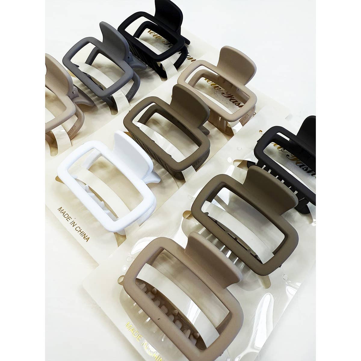 Neutral Medium Rectangle Hair Claw Clip - Set of 3 - Love and Repeat