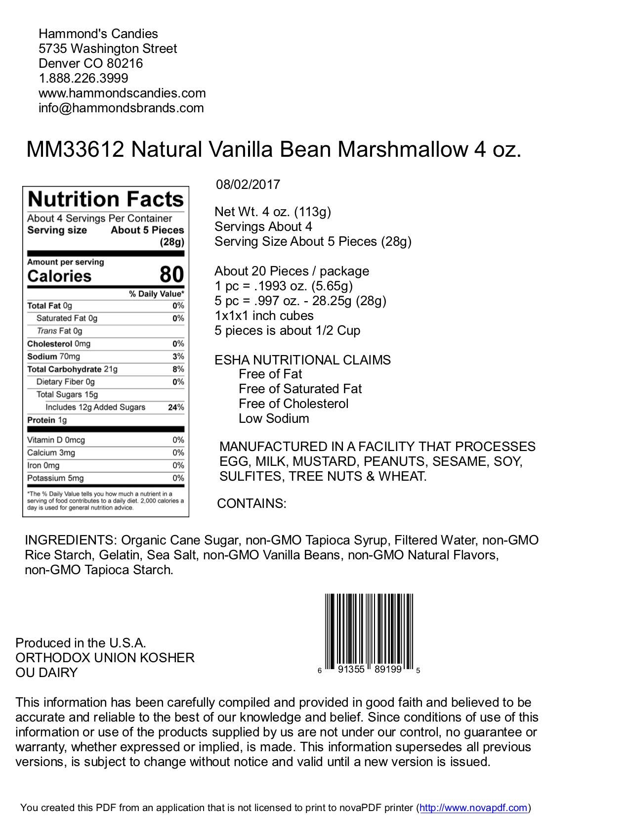 Marshmallows - Vanilla Bean - Handmade All-Natural - Hammond’s Candies