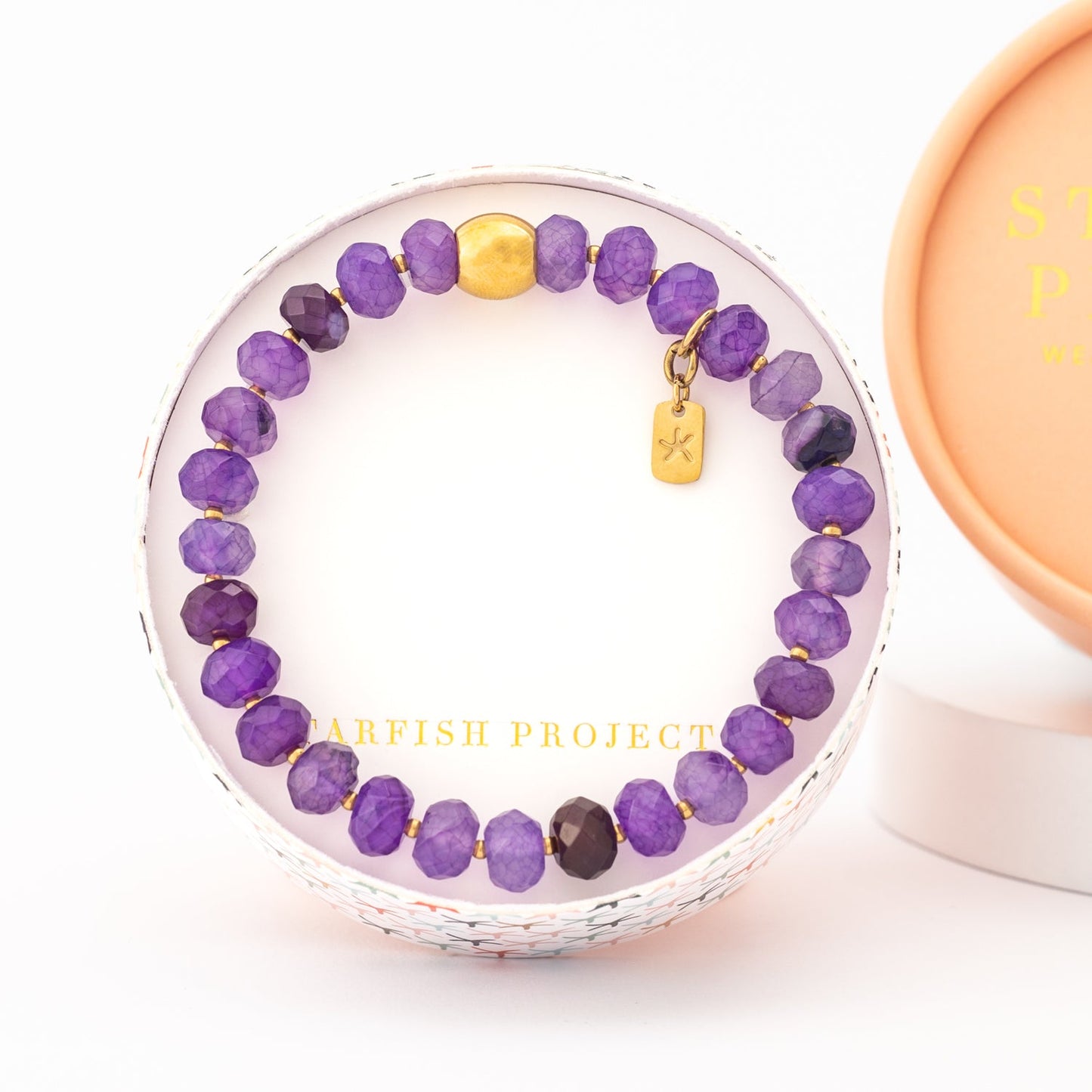 Pulsera de cuentas de ágata morada Lan