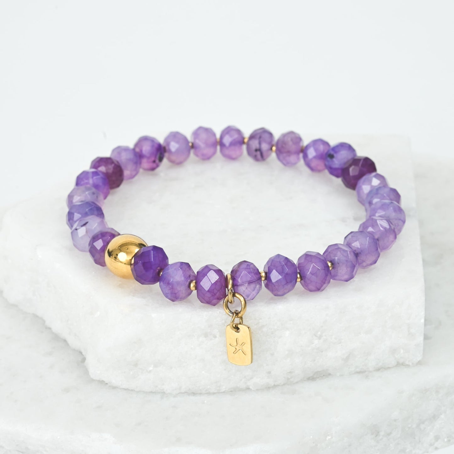 Pulsera de cuentas de ágata morada Lan