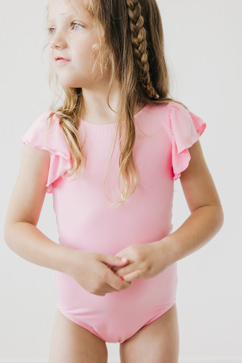 Bubblegum Pink S/S Flutter Sleeve Leotard