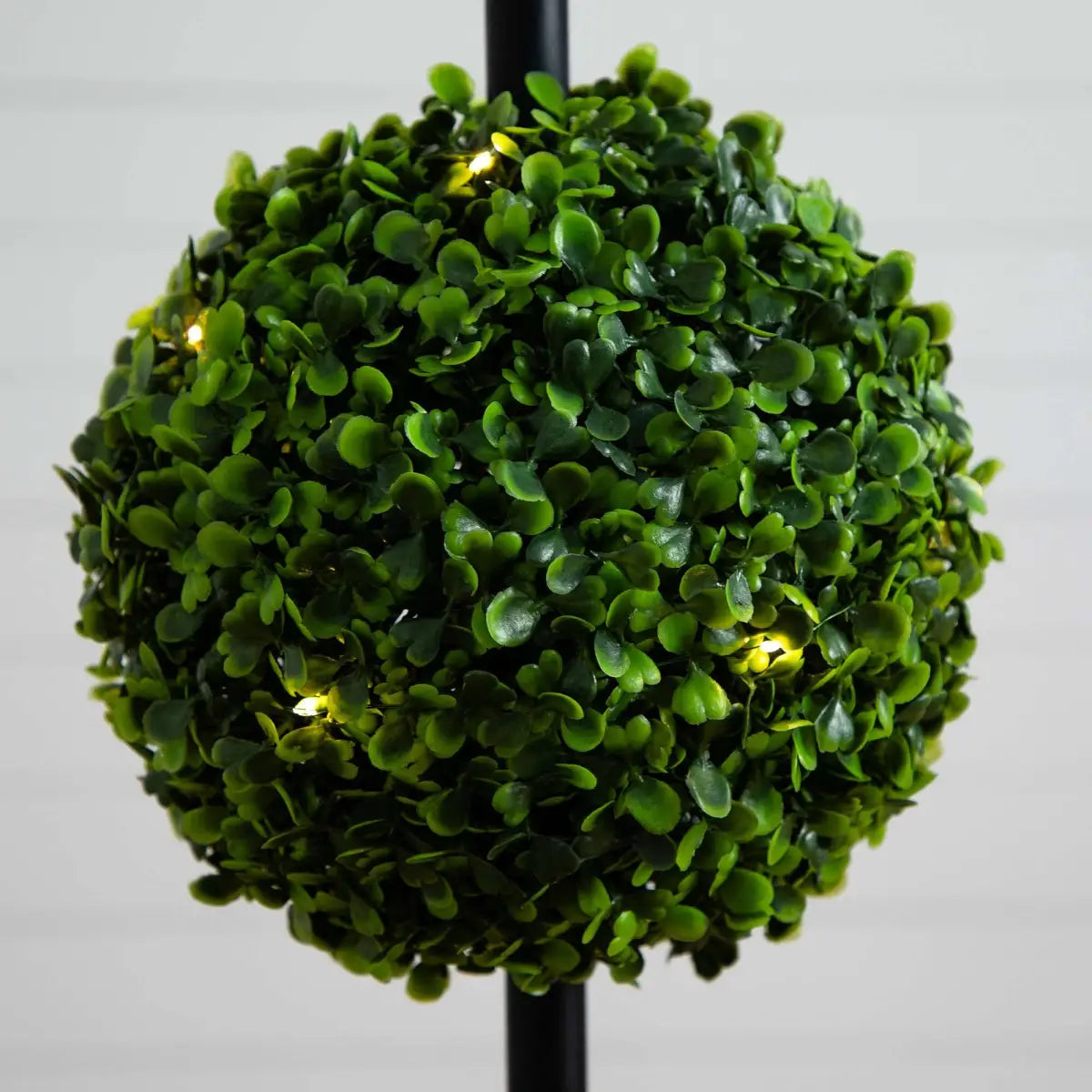 45’’ UV Resistant Artificial Triple Ball Boxwood Topiary with LED Lights in Decorative Planter (Indoor/Outdoor)