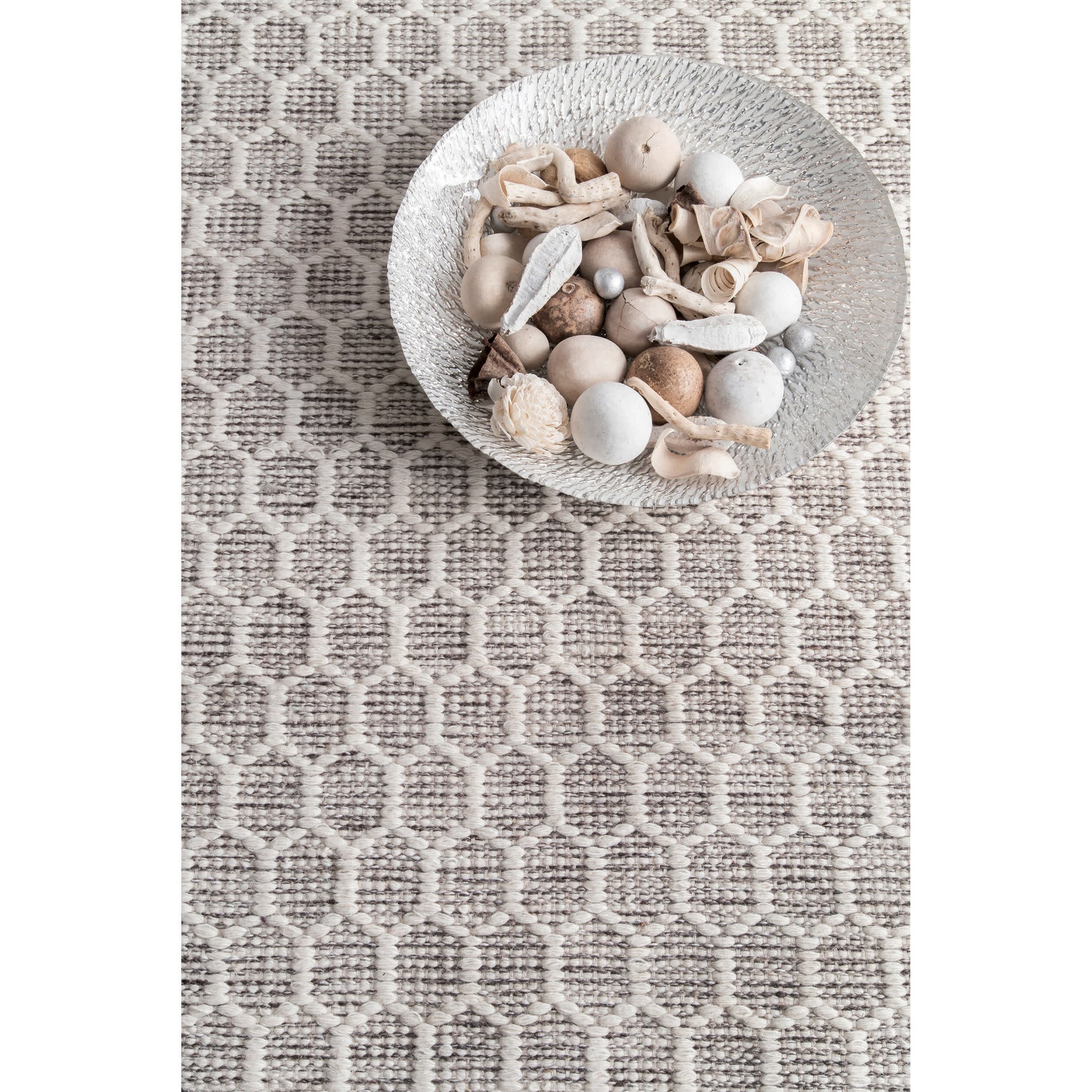 Gray Honeycomb Area Rug with Tassels