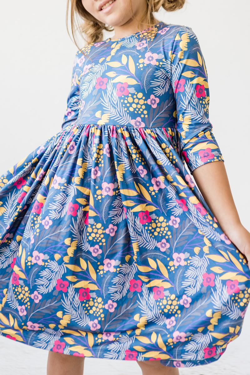 Blue Floral Twirl Dress - Mila & Rose ®