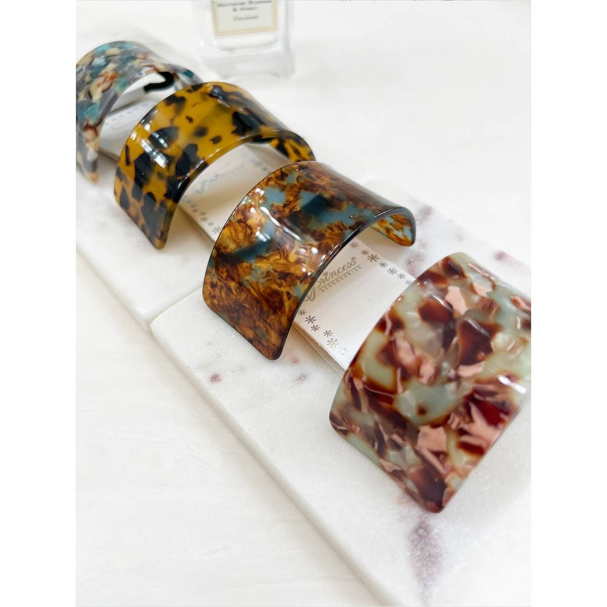 Elastic Ponytail Holder with Tortoise Acrylic Cuff - Love and Repeat