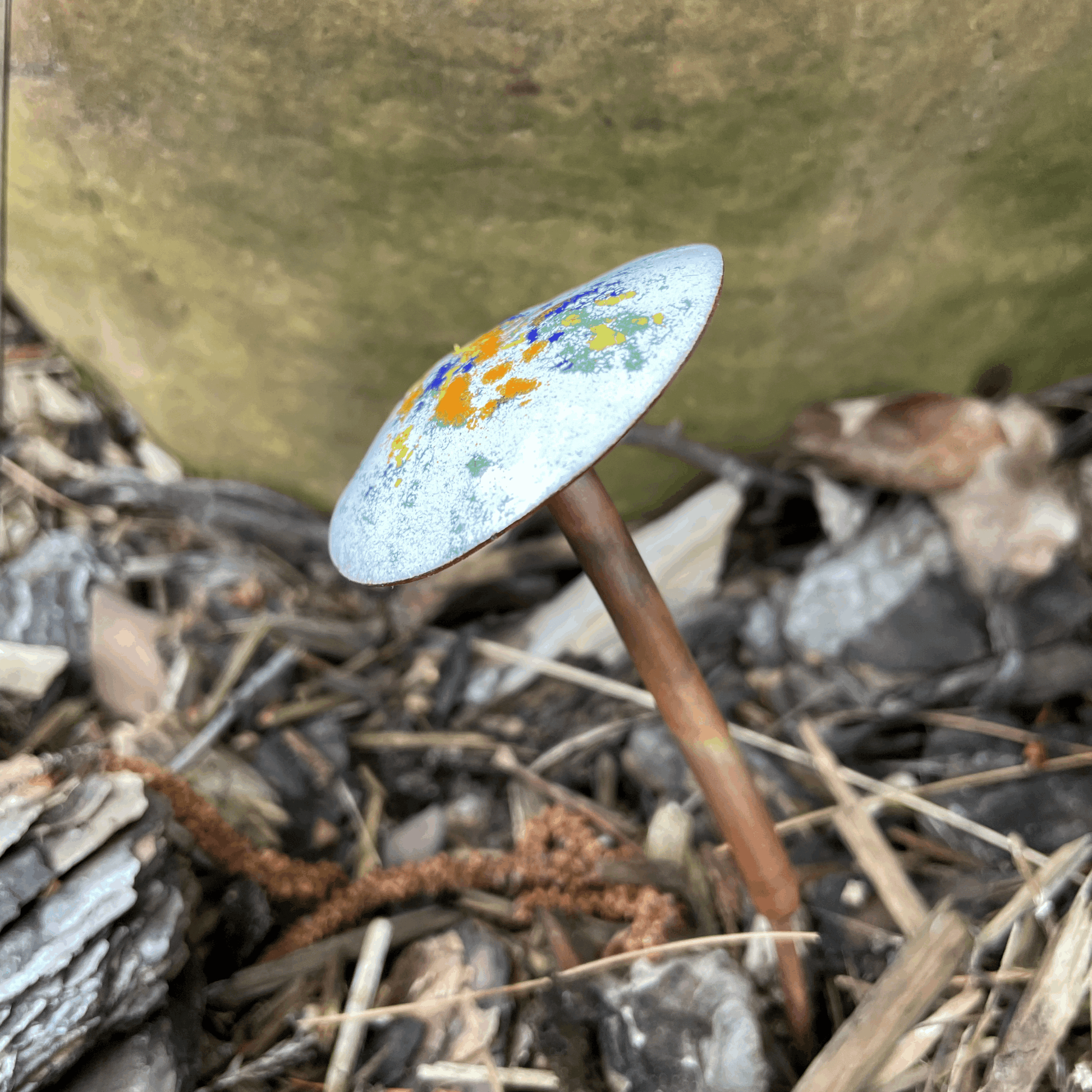 Enamel Copper Mushroom for Garden - choice of color - White - Clever Goods by Annabelle Noel Designs