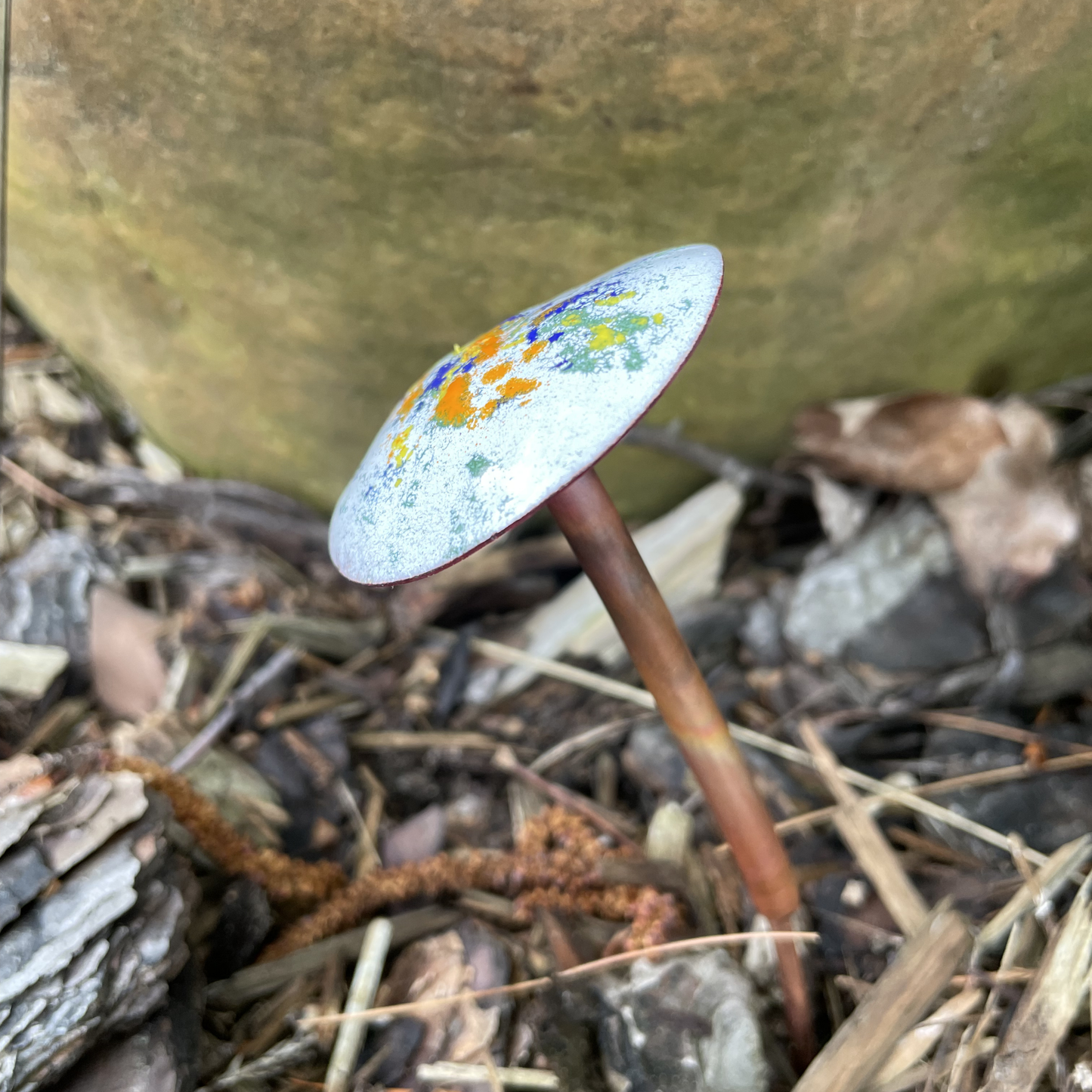 Enamel & Copper Mushroom for Garden - choice of color