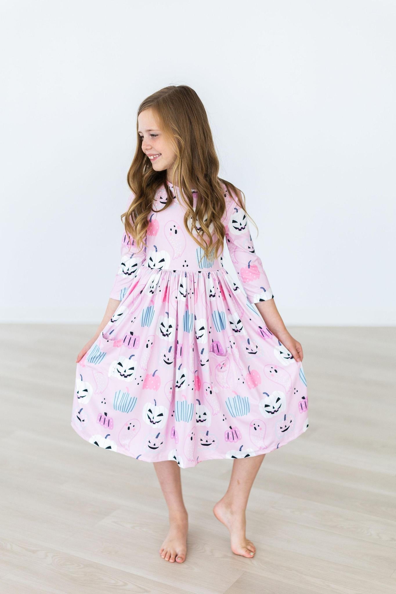 SALE Happy Haunting 3/4 Sleeve Pocket Twirl Dress